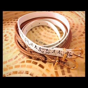 Set of 2 snakeskin-print plus size skinny belts